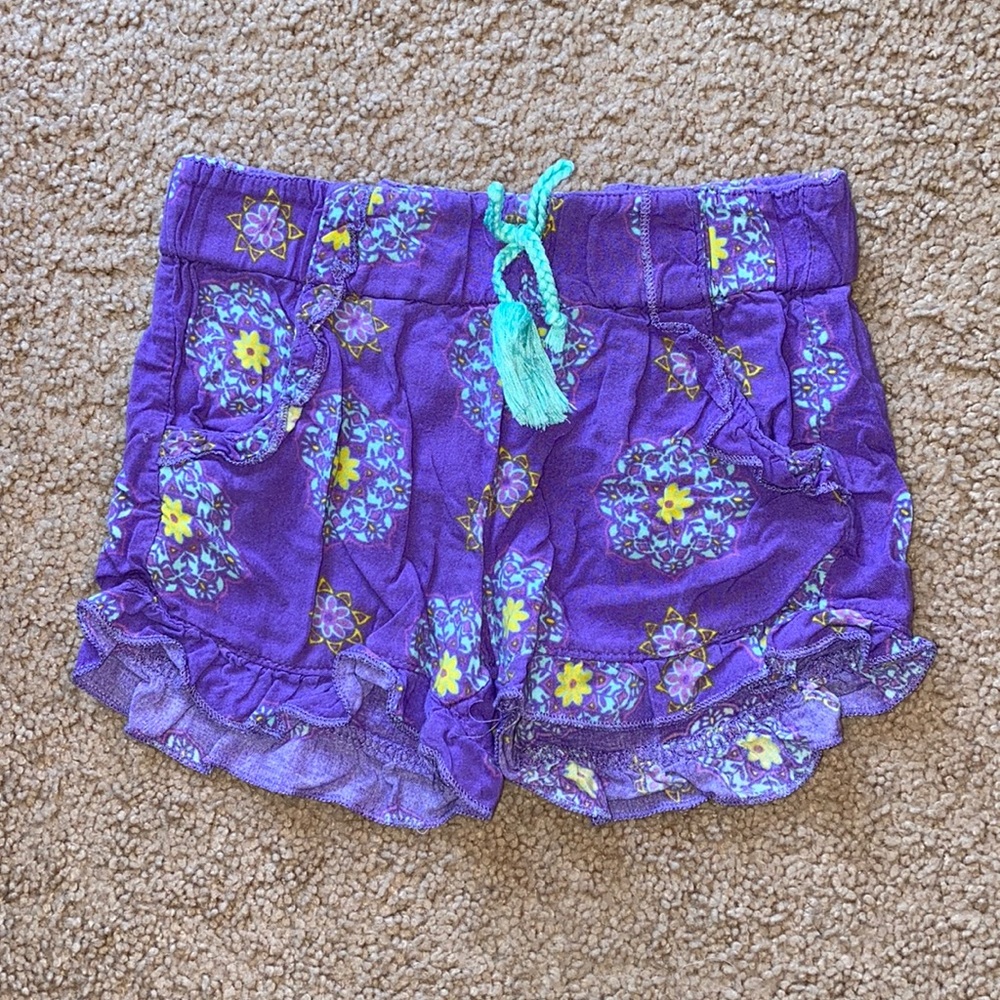 Girls Purple Floral Shorts
